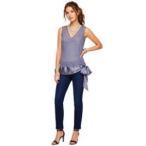 Womens Blouse Tank Top Sz Medium Y2K 90's Paris Hilton Gray Side Tie Sleeveless